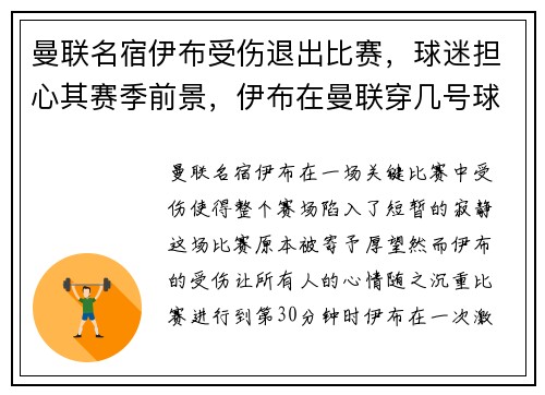 曼联名宿伊布受伤退出比赛，球迷担心其赛季前景，伊布在曼联穿几号球衣